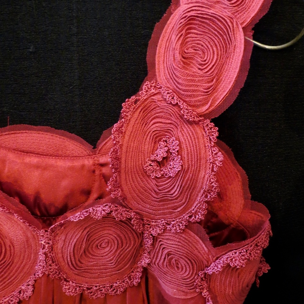 BCBGMAXAZRIA Garnet Rosette Bubble Cocktail Dress